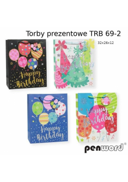 Torebka prezentowa urodzinowa 32x26x12cm MIX