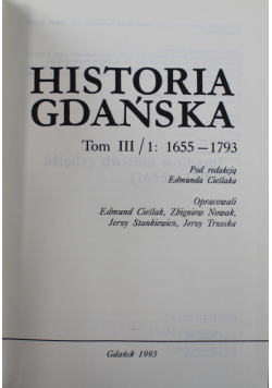 Historia Gdańska Tom III część I