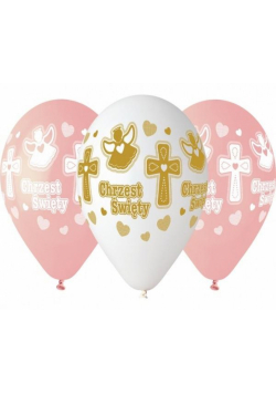 Balony premium hel Chrzest dziewczynki 33cm 5szt