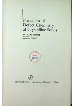 Principles of Defect Chemistry of Crystalline Solids
