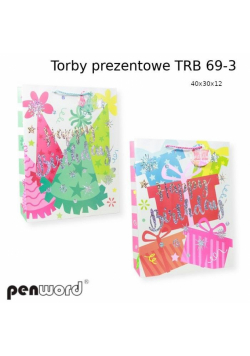 Torebka prezentowa urodzinowa 40x30x12cm MIX