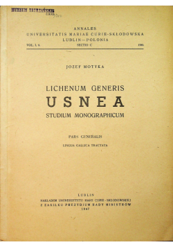 Lichenum Generis Usnea 1947r.