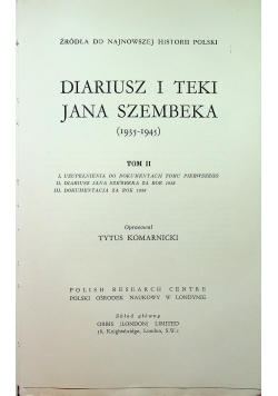 Diariusz i teki Jana Szembeka tom II