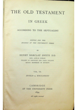 The Old Testament in Greek