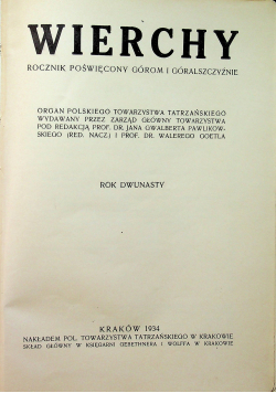 Wierchy rocznik dwunasty 1934 r.