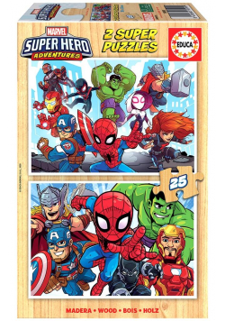 Puzzle 2x25 Marvel Super Hero Adventures (drewno)