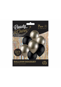 Balony B&C bukiet prosecco-czarne 7szt