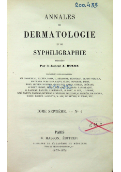 Annales de Dermatologie et de syphiligraphie