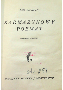 Karmazynowy poemat 1930 r