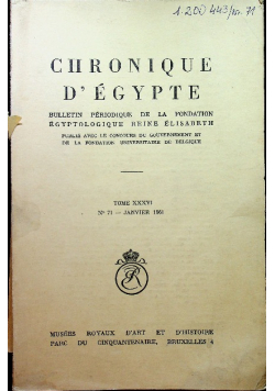 Chronique D egypte tome XXXVI nr 71