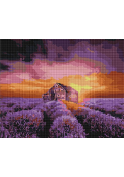 Mozaika diamentowa-Dom na lawendowym polu 40x50cm