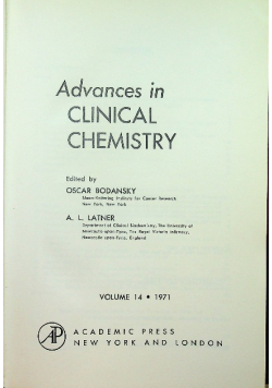 Advances in Clinical Chemistry Volume 14