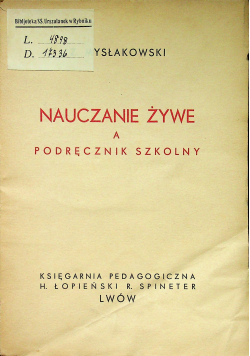 Nauczanie żywe a podręcznik szkolny 1936 r