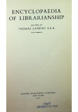 Encyclopedia of librarianship