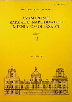 Czasopismo Zakładu Narodowego Imienia Ossolińskiego Zeszyt15