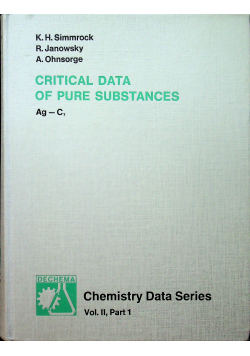 Critical data of pure substances vol II part 1