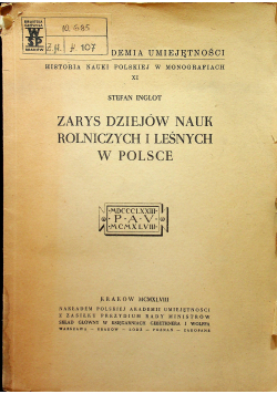Zarys dziejów nauk rolniczych i leśnych w Polsce, 1948 r.