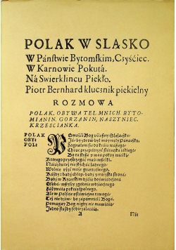 Polak w Śląsko Reprint z XVII w.
