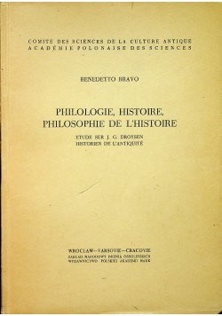 Philologie historie philosophie de l historie