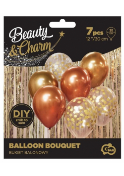 Balony Beauty&Charm bukiet złote 30cm 7szt