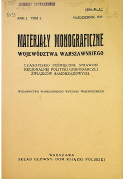Materiały Monograficzne Województwa Warszawskiego Tom 2 1929 r.