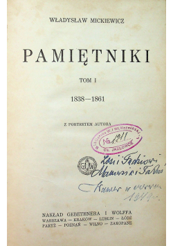 Mickiewicz Pamiętniki tom 1 1926 r.