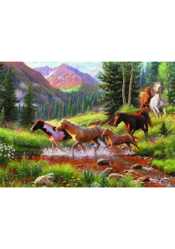 Puzzle 1000 Dzikie konie w górach