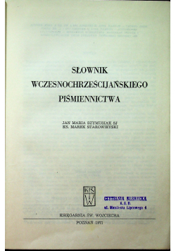 Słownik wczesnochrześcijańskiego piśmiennictwa