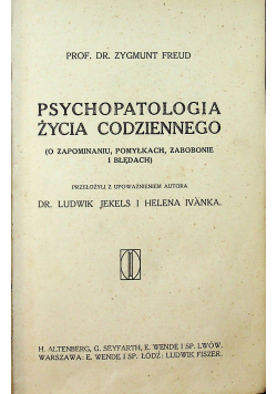 Psychopatologia życia codziennego 1913r