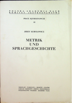 Metrik und sprachgeschichte
