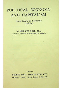 Political economy and capitalism