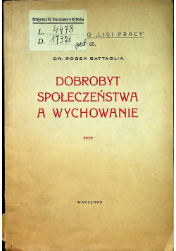 Dobrobyt społeczeństwa a wychowanie 1932r