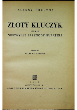 Złoty kluczyk  czyli niezwykłe przygody Buratina, książka z 1949 roku