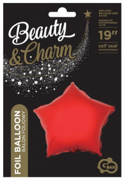 Balon foliowy Gwiazda Beauty&Charm czerwona 36cm