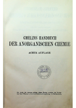 Gmelins Handbuch der anorganischen Chemie 1939 r