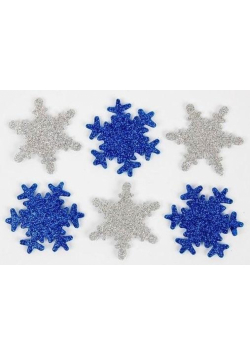 Naklejki piankowe 5cm - Śnieżynki brokat (12szt)