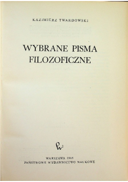 Wybrane pisma filozoficzne