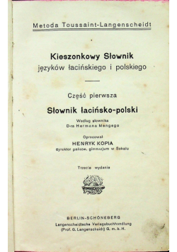 Słownik łacińsko polski 1926 r