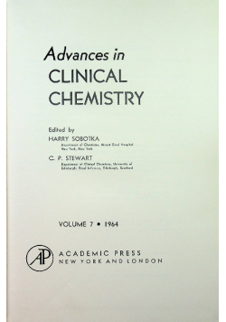Advances in Clinical Chemistry Volume 7