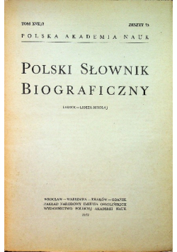 Polski słownik biograficzny tom XVII / 2 zeszyt 73