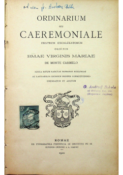 Ordinarium seu caeremoniale 1910r