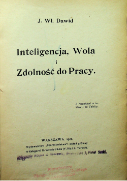 Inteligencja wola i zdolność do pracy 1911 r.