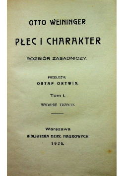 Płeć i charakter 1926 r.
