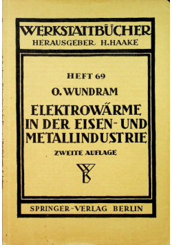 Elektrowarme in der eisen und metallindustrie 1952