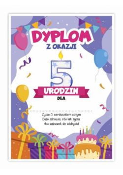 Dyplom A5 urodzinowy - piąte urodziny 5szt