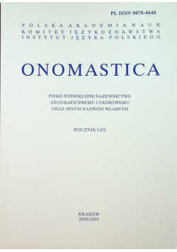 Onomastica rocznik LVIII