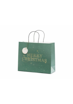 Torebka na prezenty Merry Christmas zielona