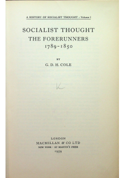 Socialist thought the forerunners 1789 1850