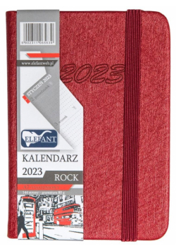 Kalendarz 2023 A7 tyg. Rock czerwony ELEFANT