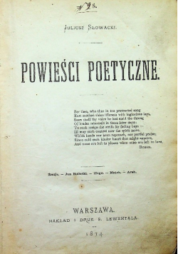 Slowacki Powieści poetyczne / Dramata i Poezye 1874 r.